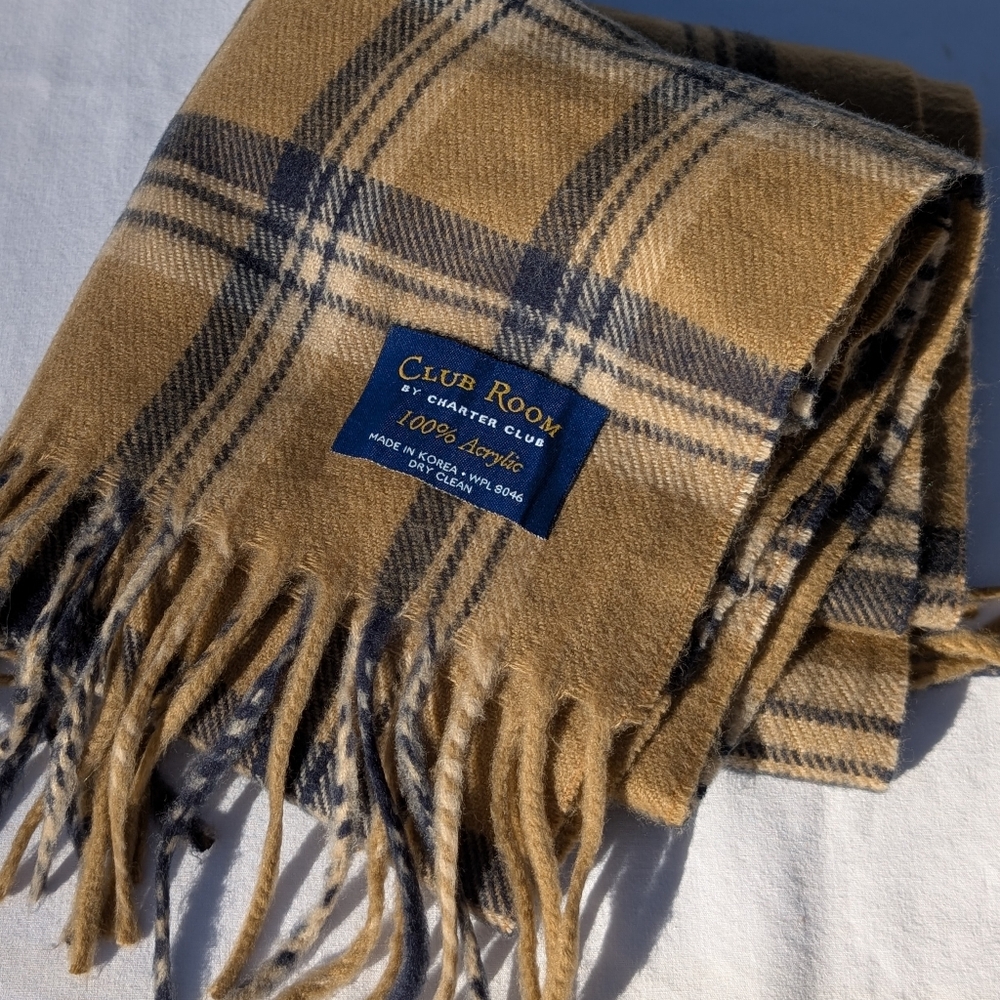 Charter Club Soft Tan Plaid Scarf